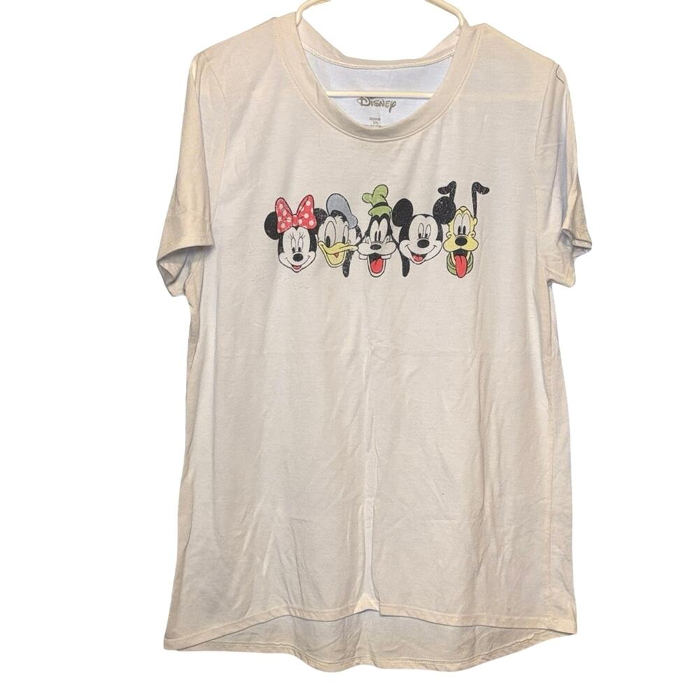 Disney Mickey Minnie Goofy Donald Pluto Graphic Tee White XXL Casual